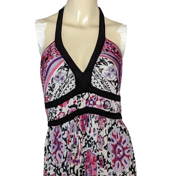 Marella Halter V-Neck Sleeveless Lined-Waist Handkerchief & Paisley Print Multic - Picture 7 of 12